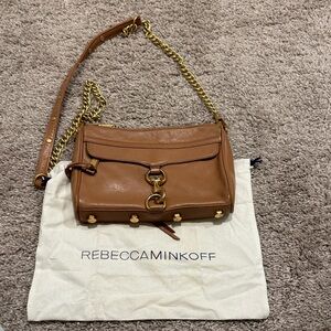 Rebecca Minkoff Tan/Brown Leather and Gold Chain Strap Bag